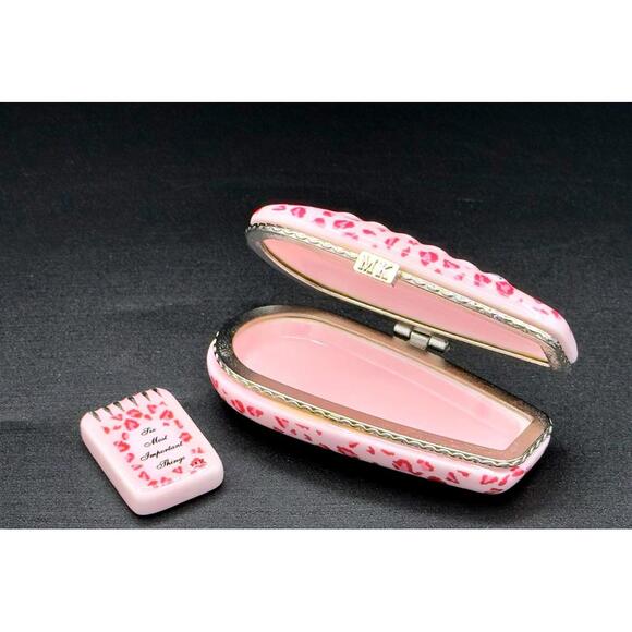 Pink Flip Phone Trinket Box w/ Mini Notepad Trinket Leopard Print •Hinged • Rare - Picture 2 of 7